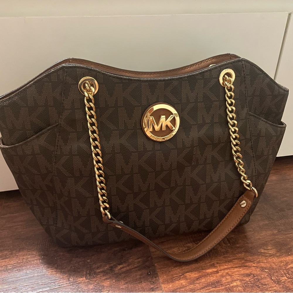 Michael Kors Leather Brown Logo Shoulder Bag- Used Once